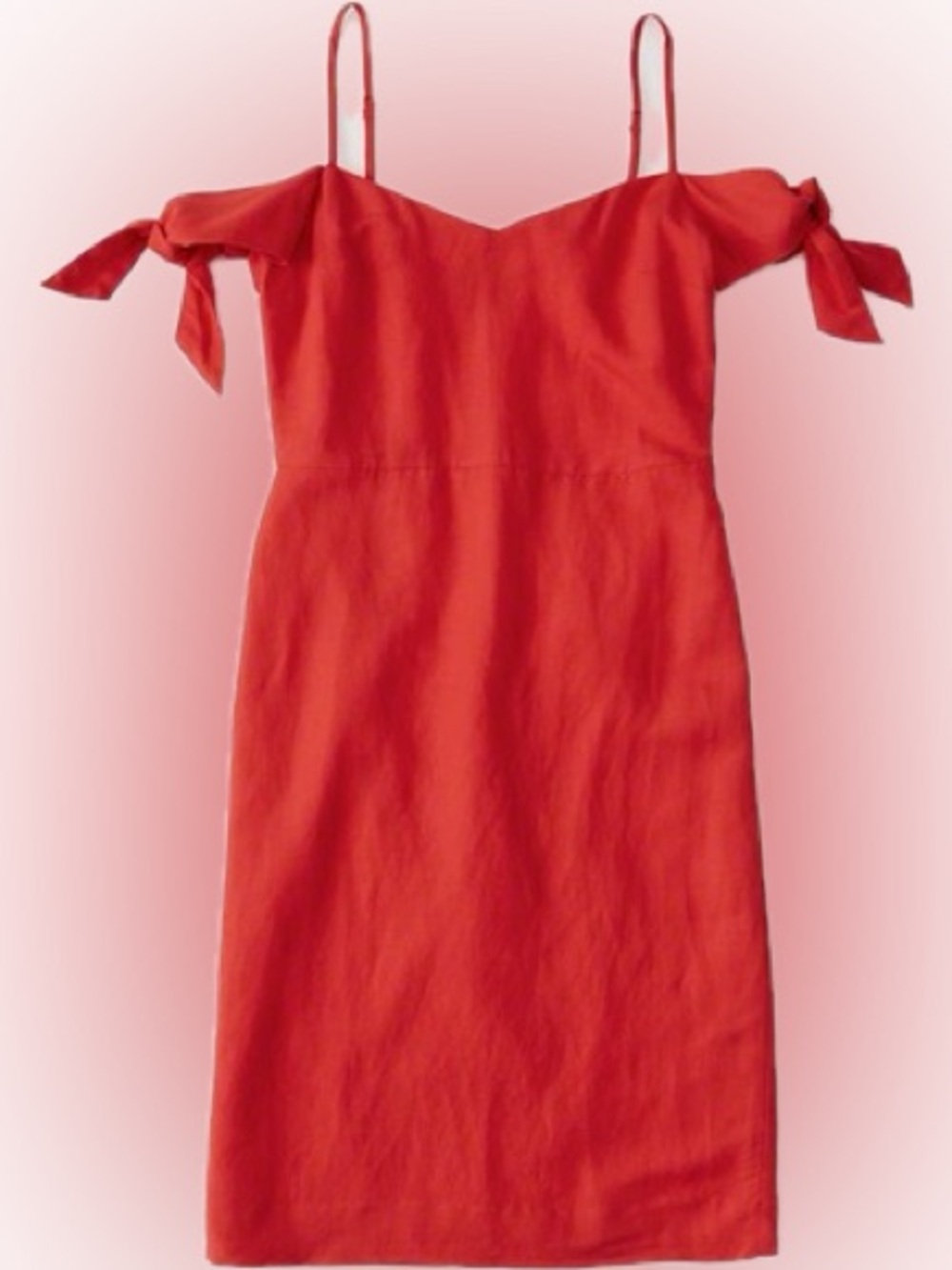 Abercrombie & Fitch Red Off-Shoulder Tie-Sleeve Midi Dress